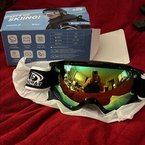 Findway Black and Green Ski Goggles